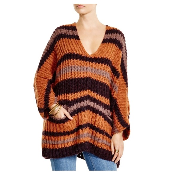 Free People Sweaters - Free‎ People Wool Blend Stripe Oversize Pullover Sweater Knit